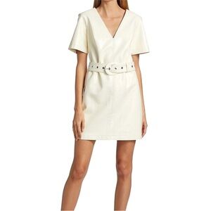 Cinq a Sept Abytha faux leather mini dress with belt size 0.